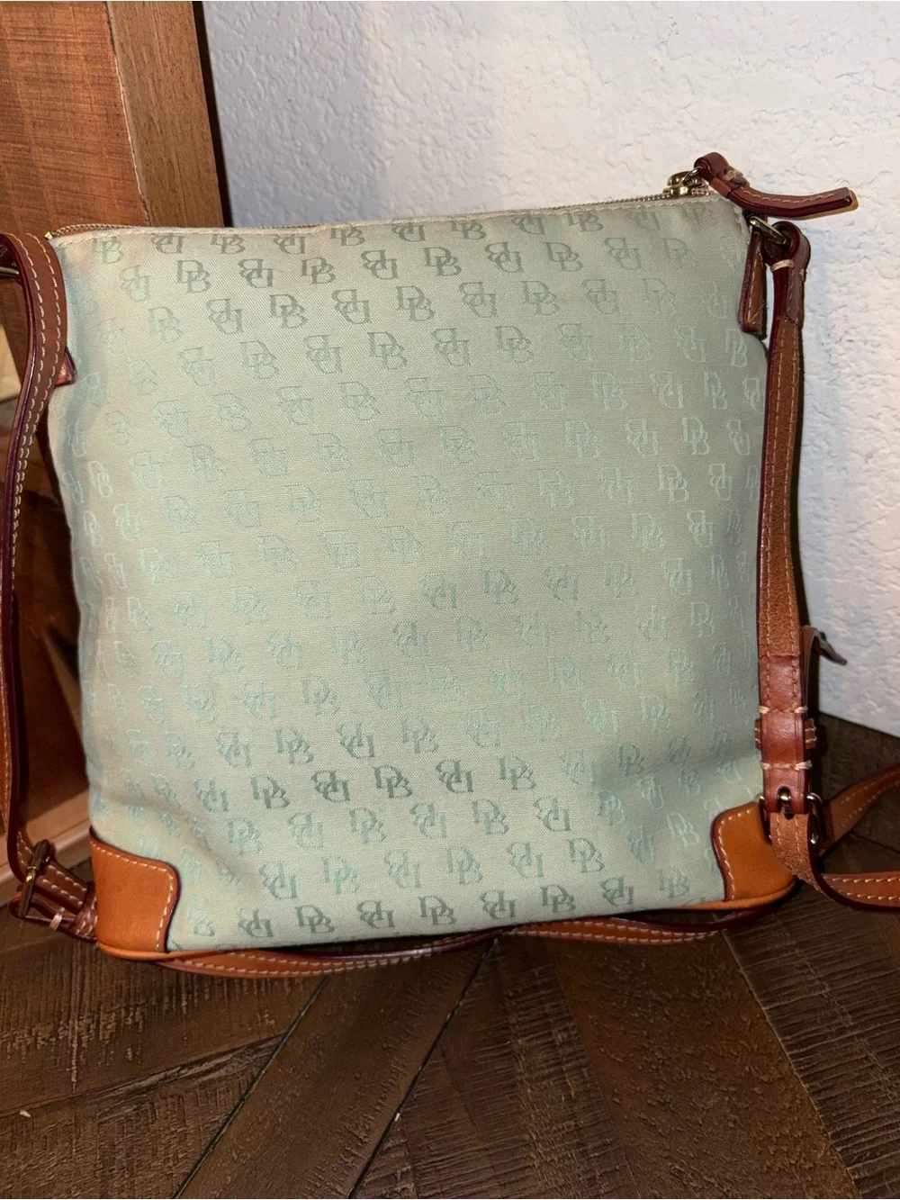 Dooney & Bourke Signature DB Monogram Canvas Crossbody | Sage Mint Jacquard